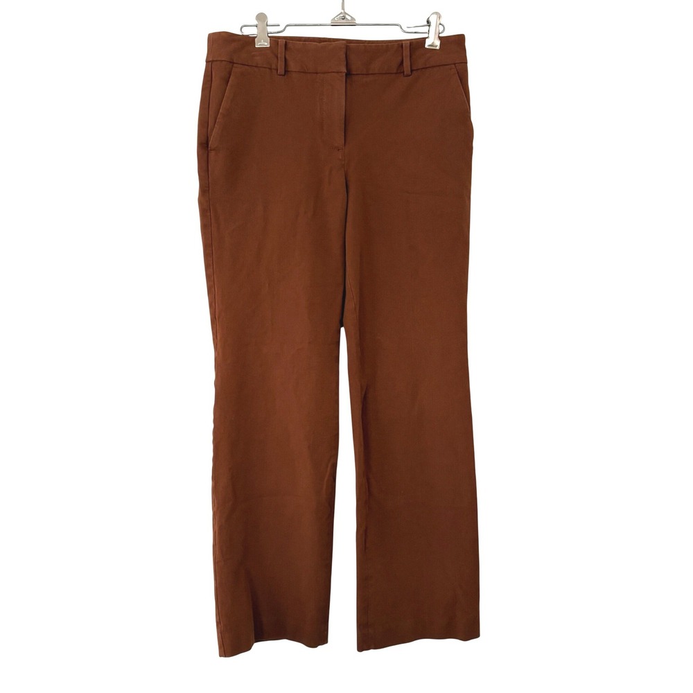 Talbots Newport Pant Women's Size 4P‎ Brown Flat Front Stretch Cotton Blend